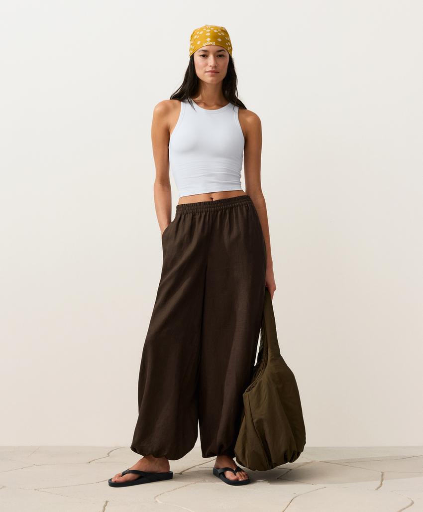 Брюки-блуммеры из 100%-го льна