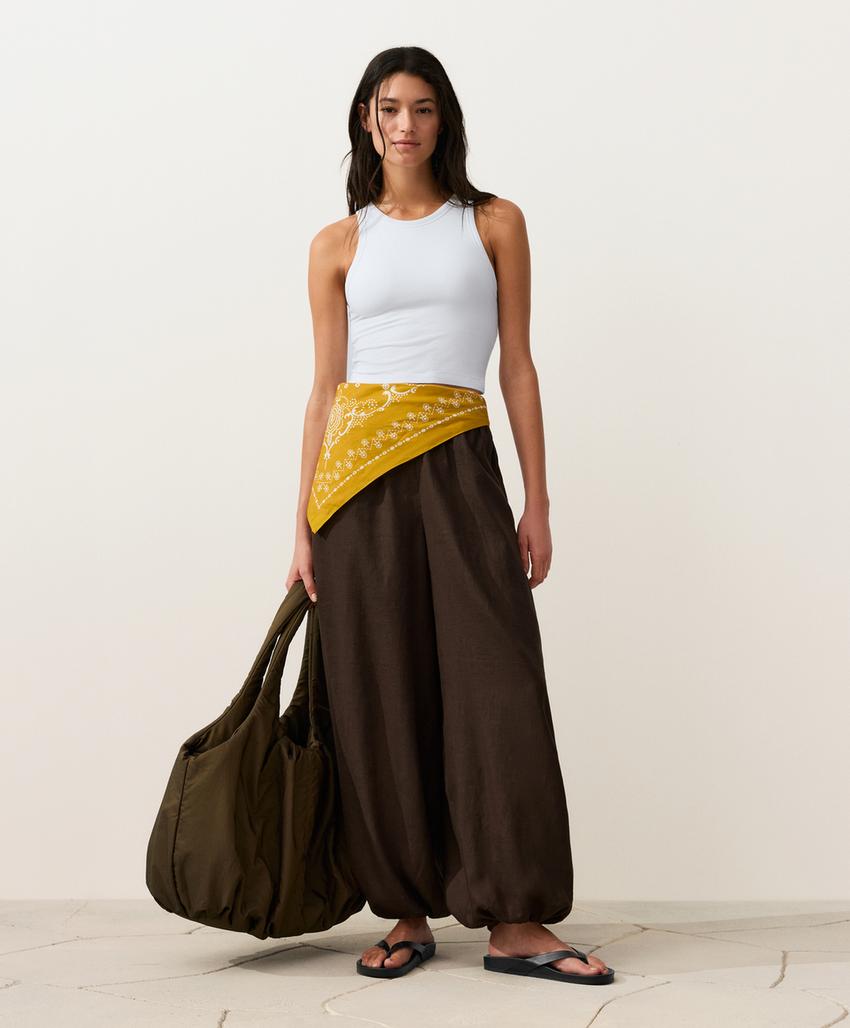 Брюки-блуммеры из 100%-го льна