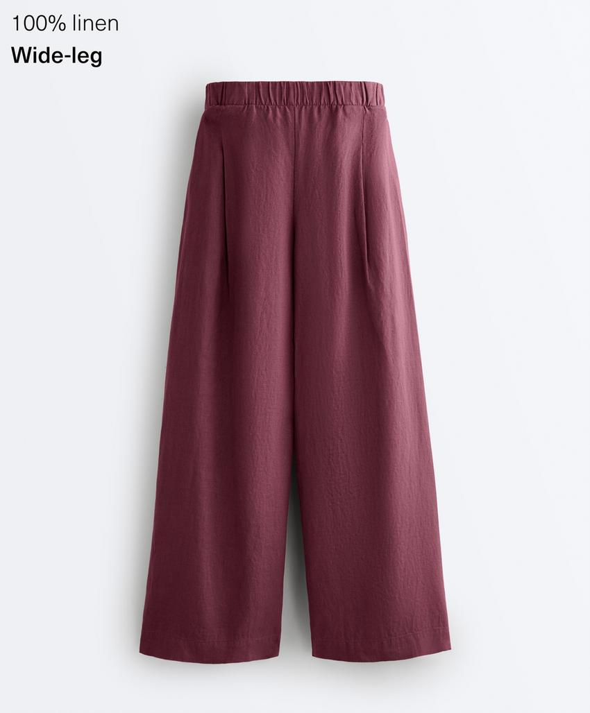 Брюки wide leg из 100%-го льна