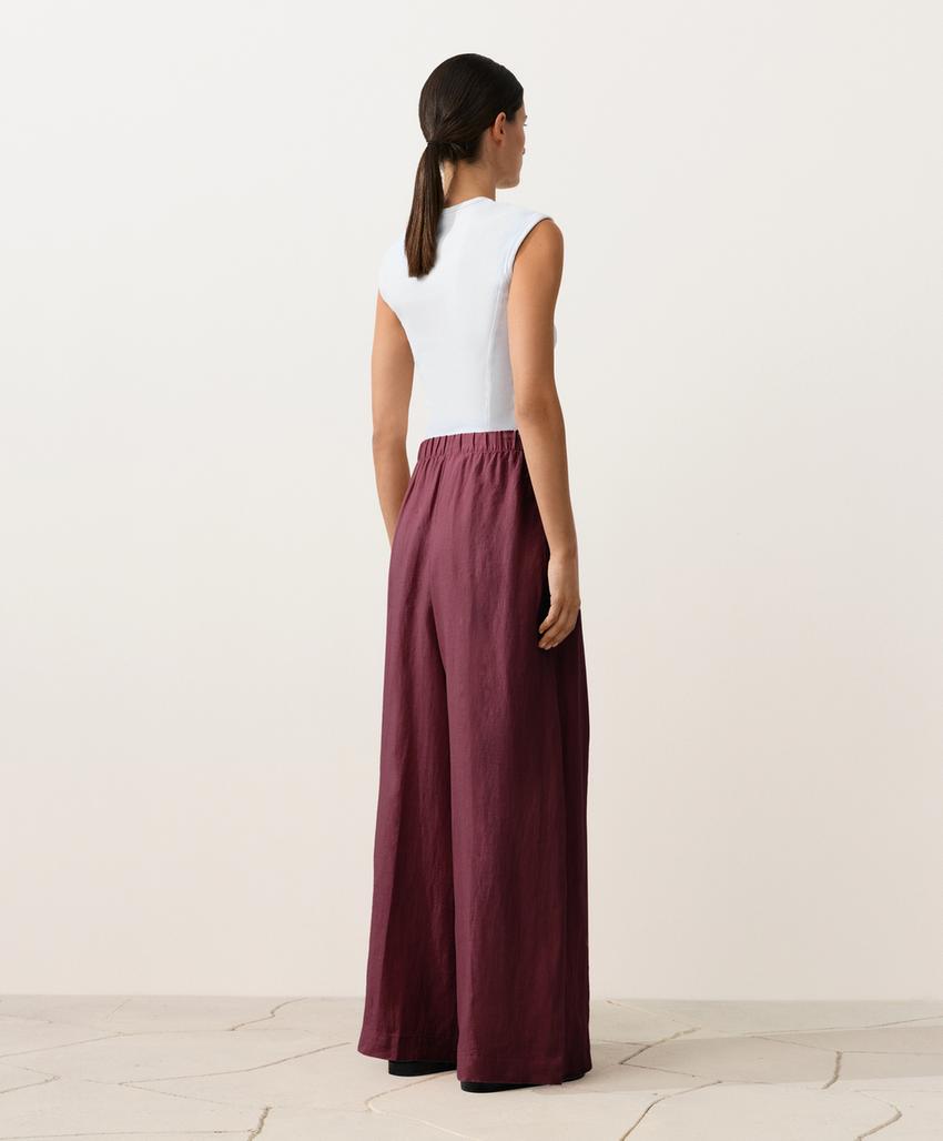 Брюки wide leg из 100%-го льна