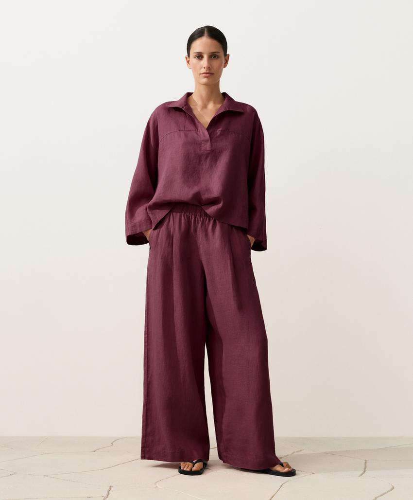 Брюки wide leg из 100%-го льна