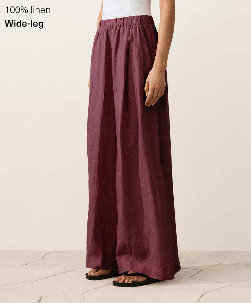 Брюки wide leg из 100%-го льна