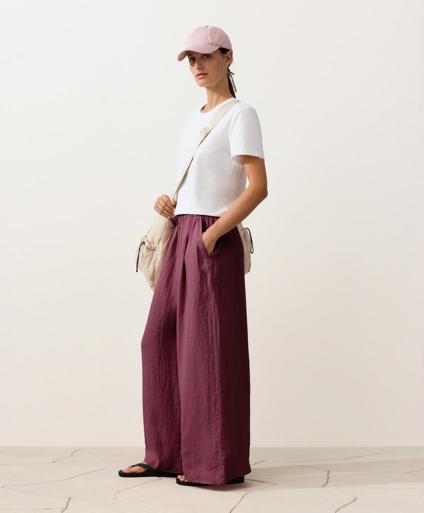 Брюки wide leg из 100%-го льна