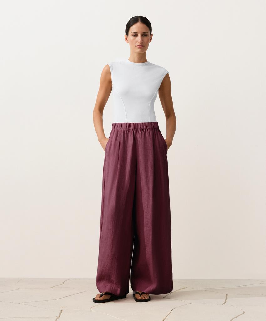 Брюки wide leg из 100%-го льна