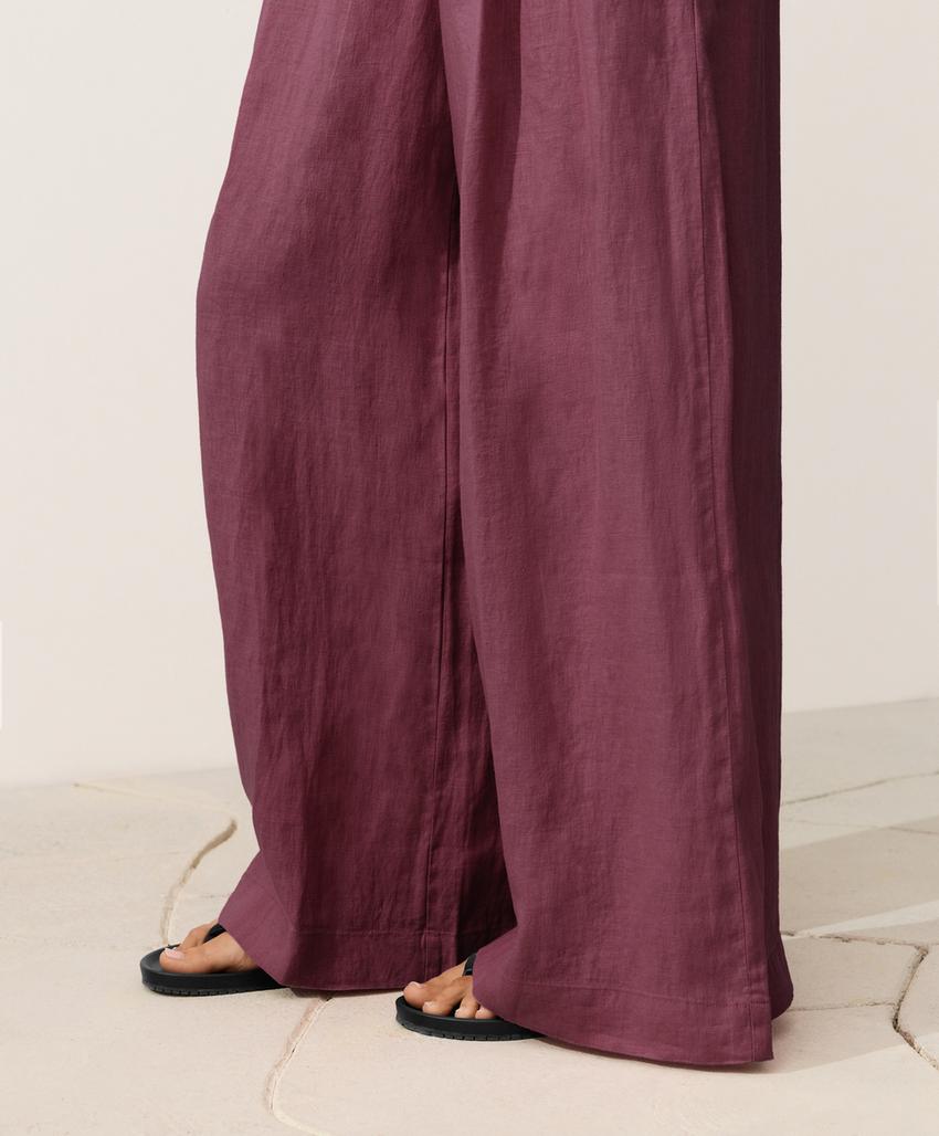 Брюки wide leg из 100%-го льна