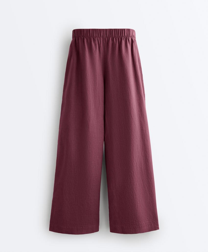Брюки wide leg из 100%-го льна