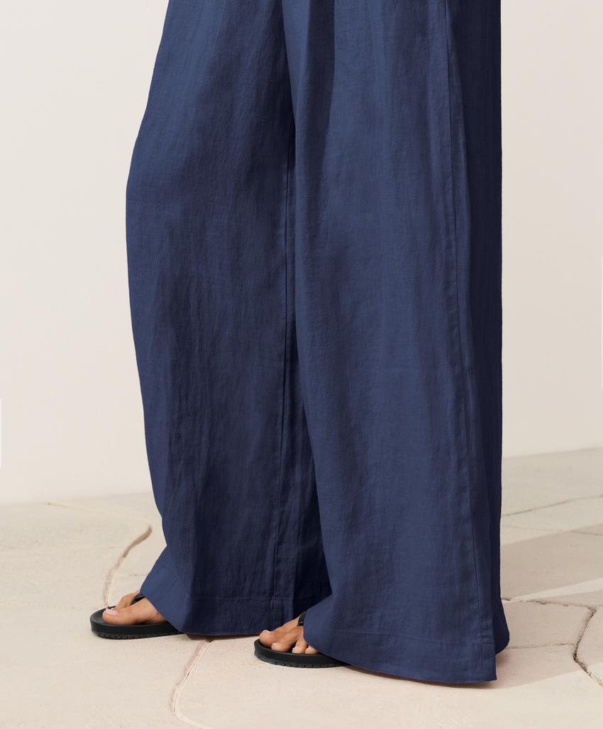 Брюки wide leg из 100%-го льна