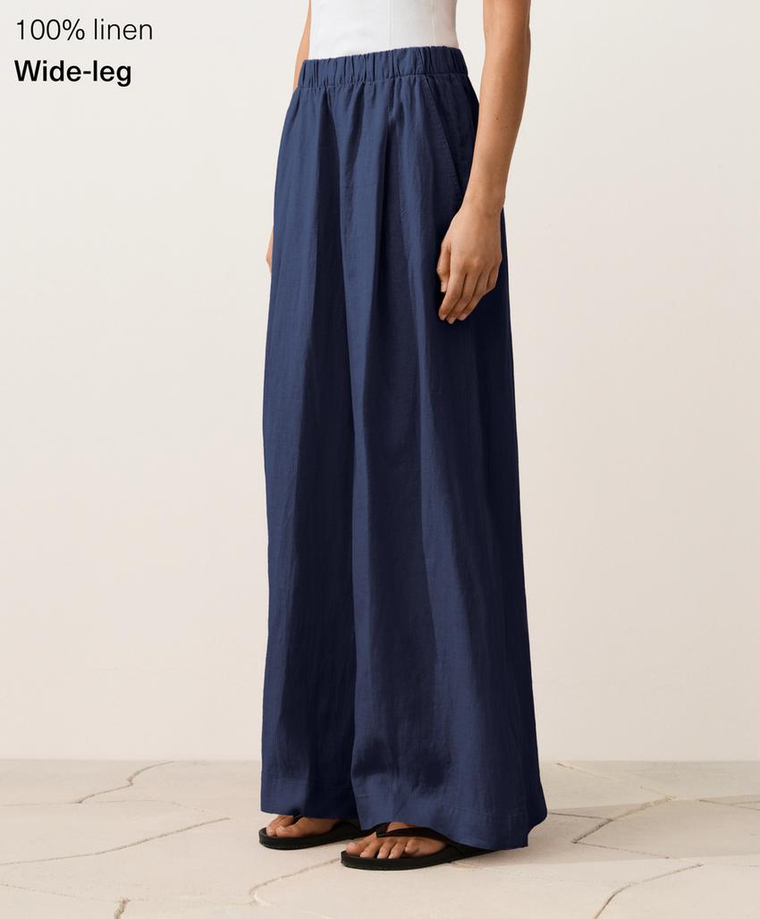 Брюки wide leg из 100%-го льна