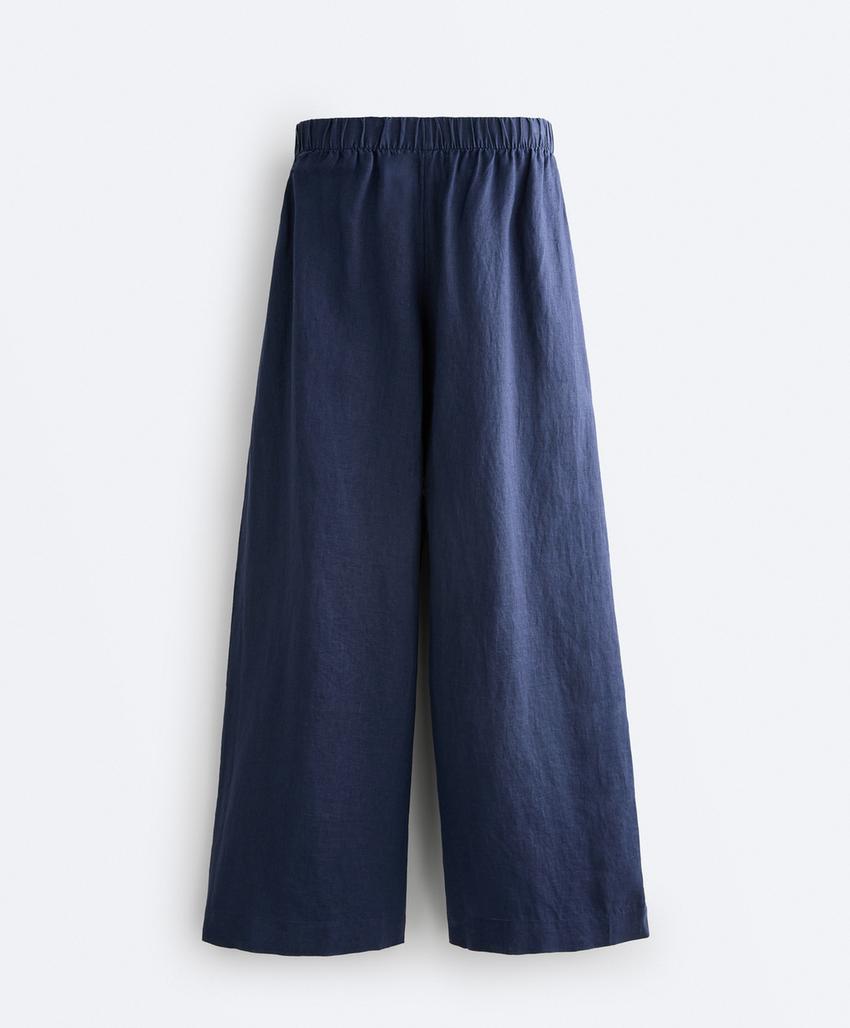 Брюки wide leg из 100%-го льна