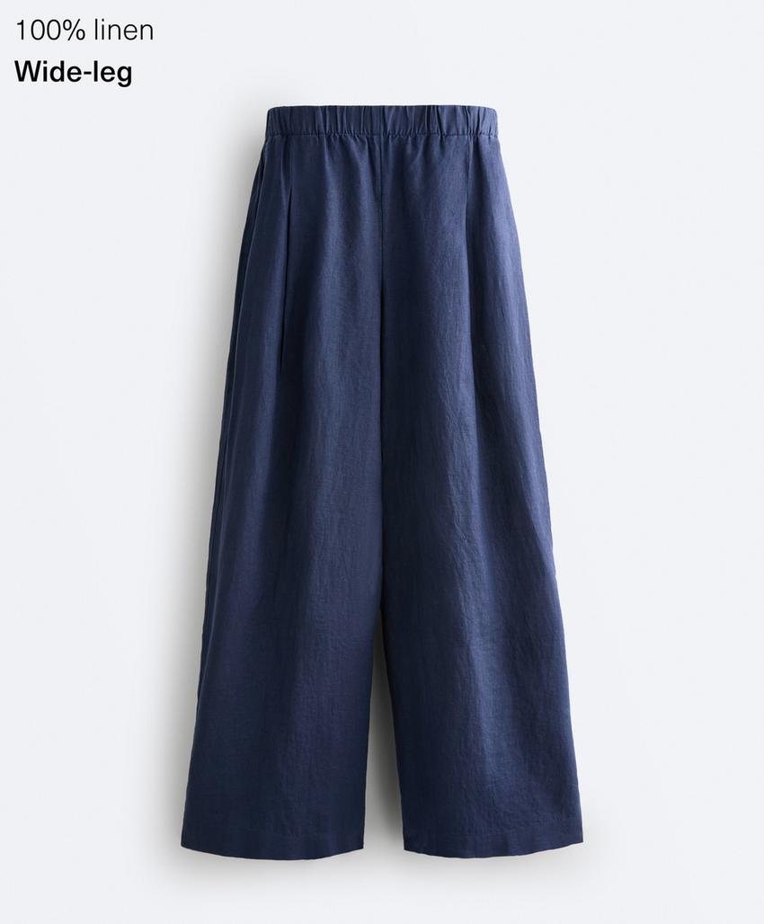 Брюки wide leg из 100%-го льна