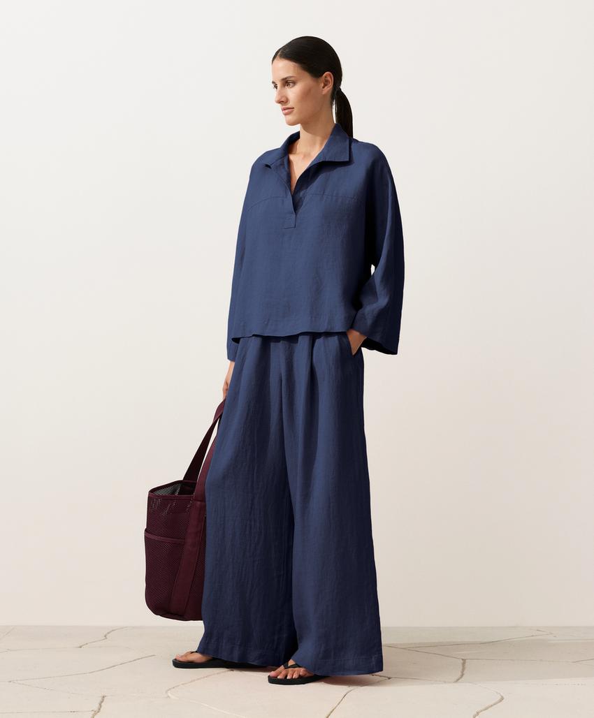 Брюки wide leg из 100%-го льна