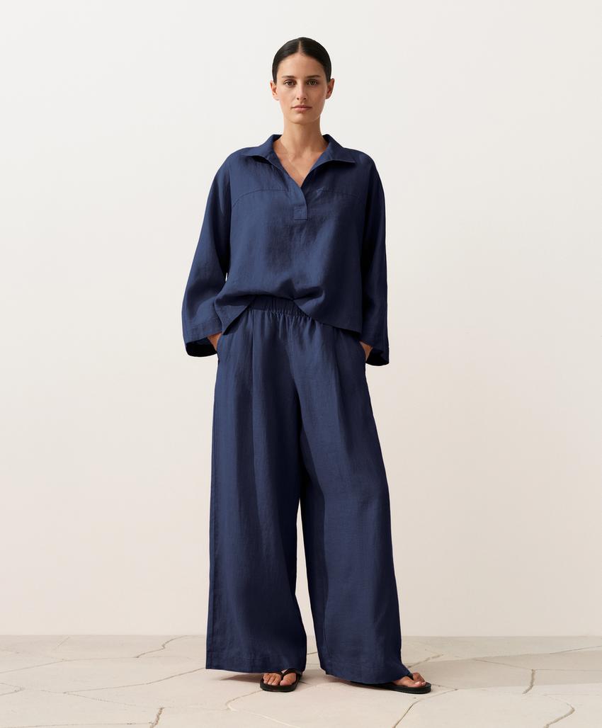 Брюки wide leg из 100%-го льна