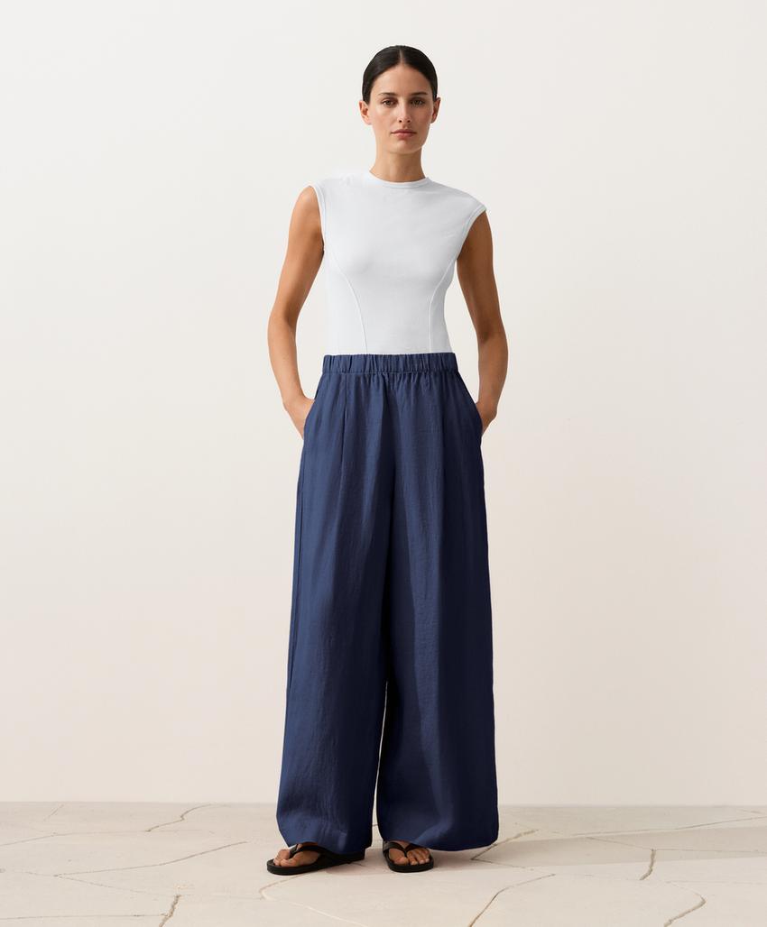 Брюки wide leg из 100%-го льна