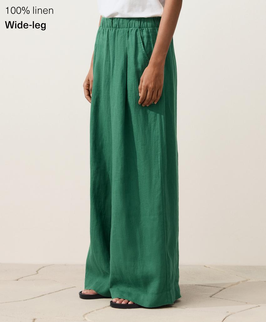 Брюки wide leg из 100%-го льна