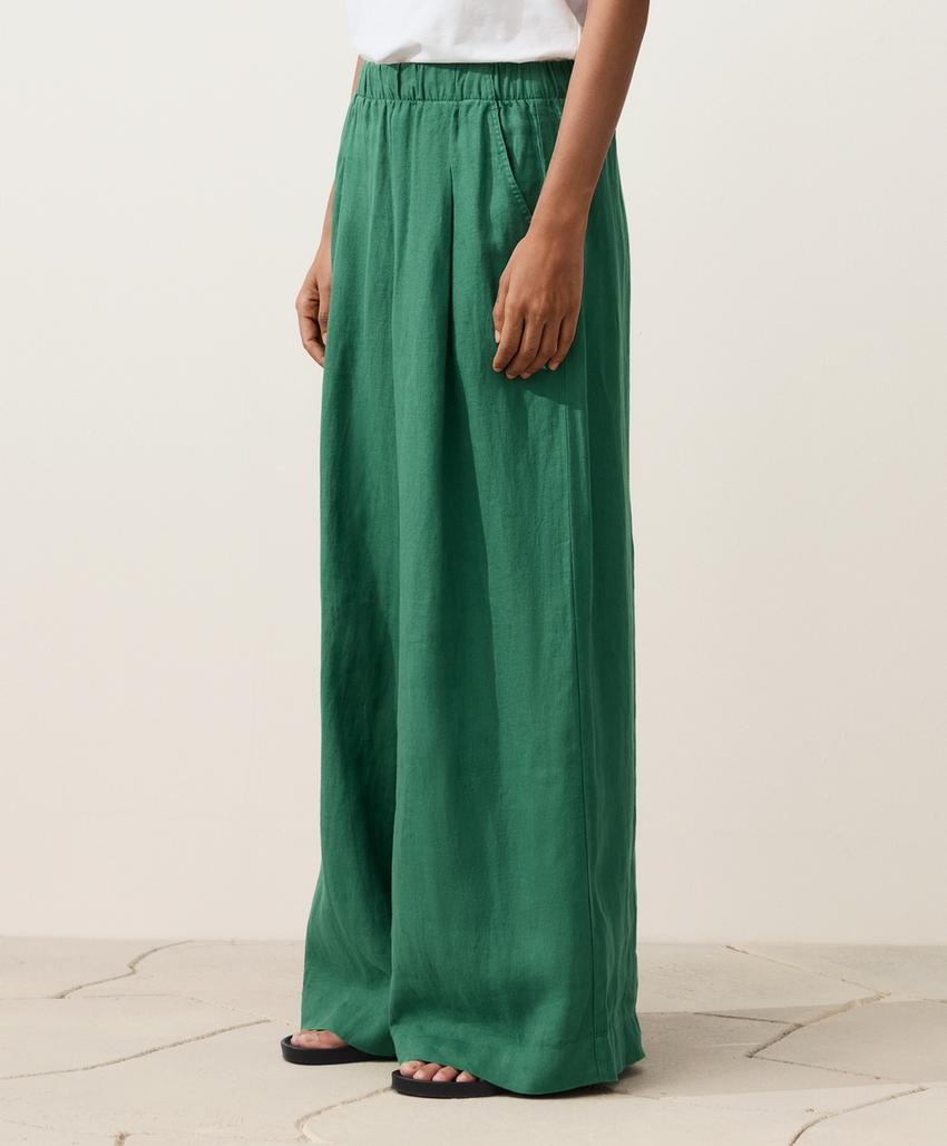 Брюки wide leg из 100%-го льна