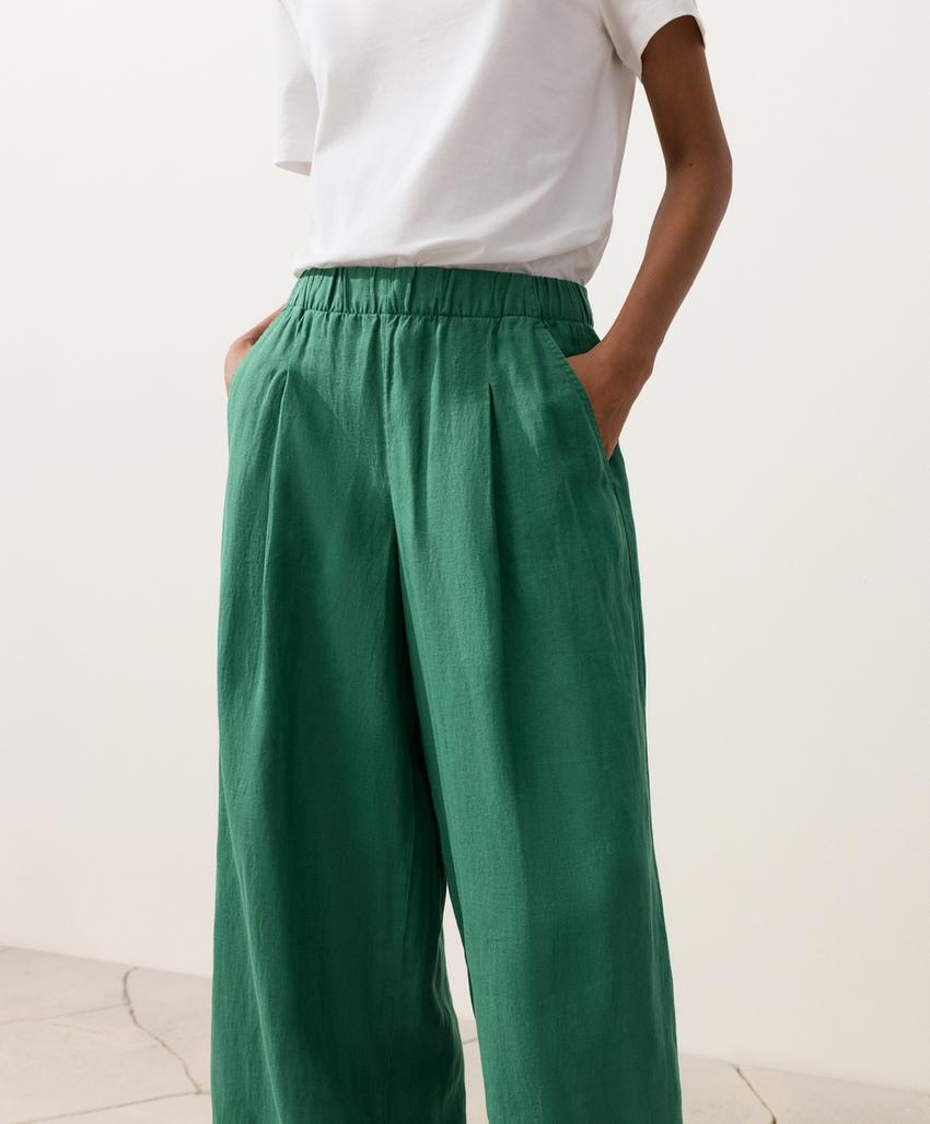 Брюки wide leg из 100%-го льна