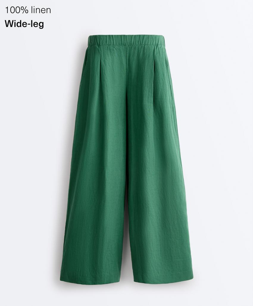 Брюки wide leg из 100%-го льна