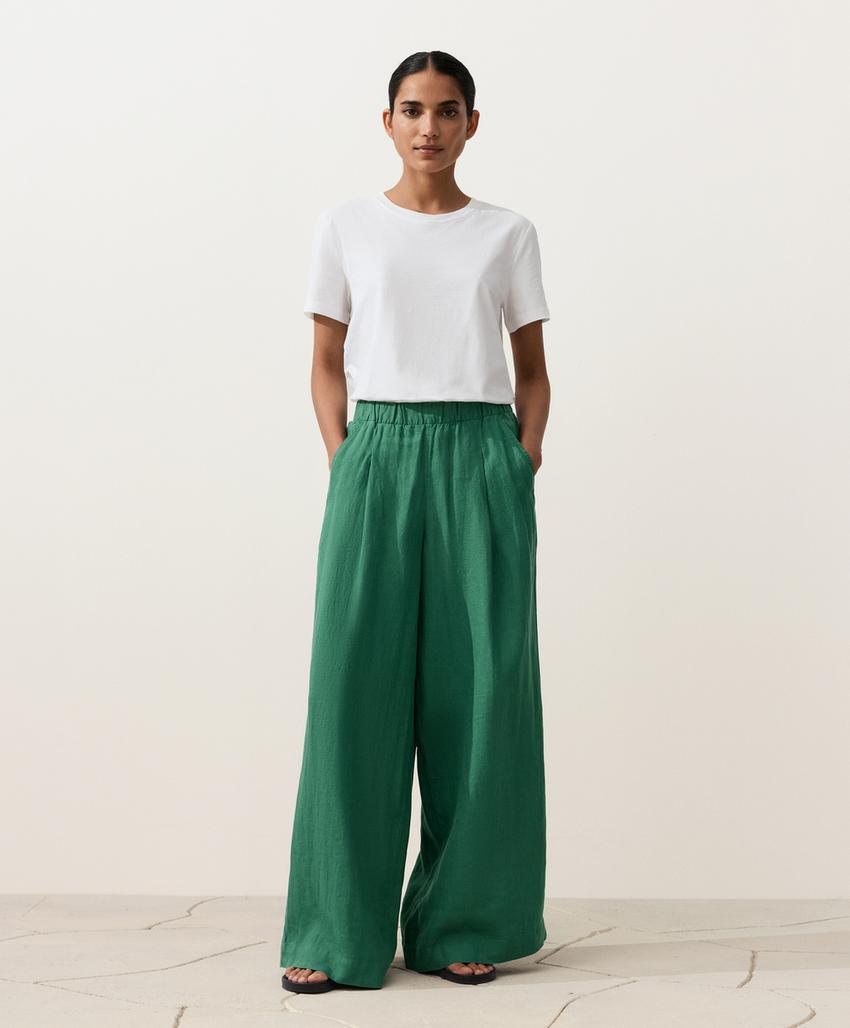 Брюки wide leg из 100%-го льна