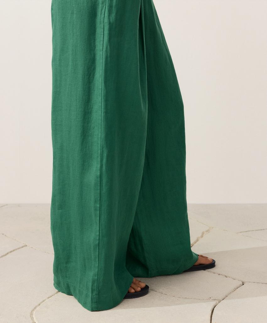 Брюки wide leg из 100%-го льна