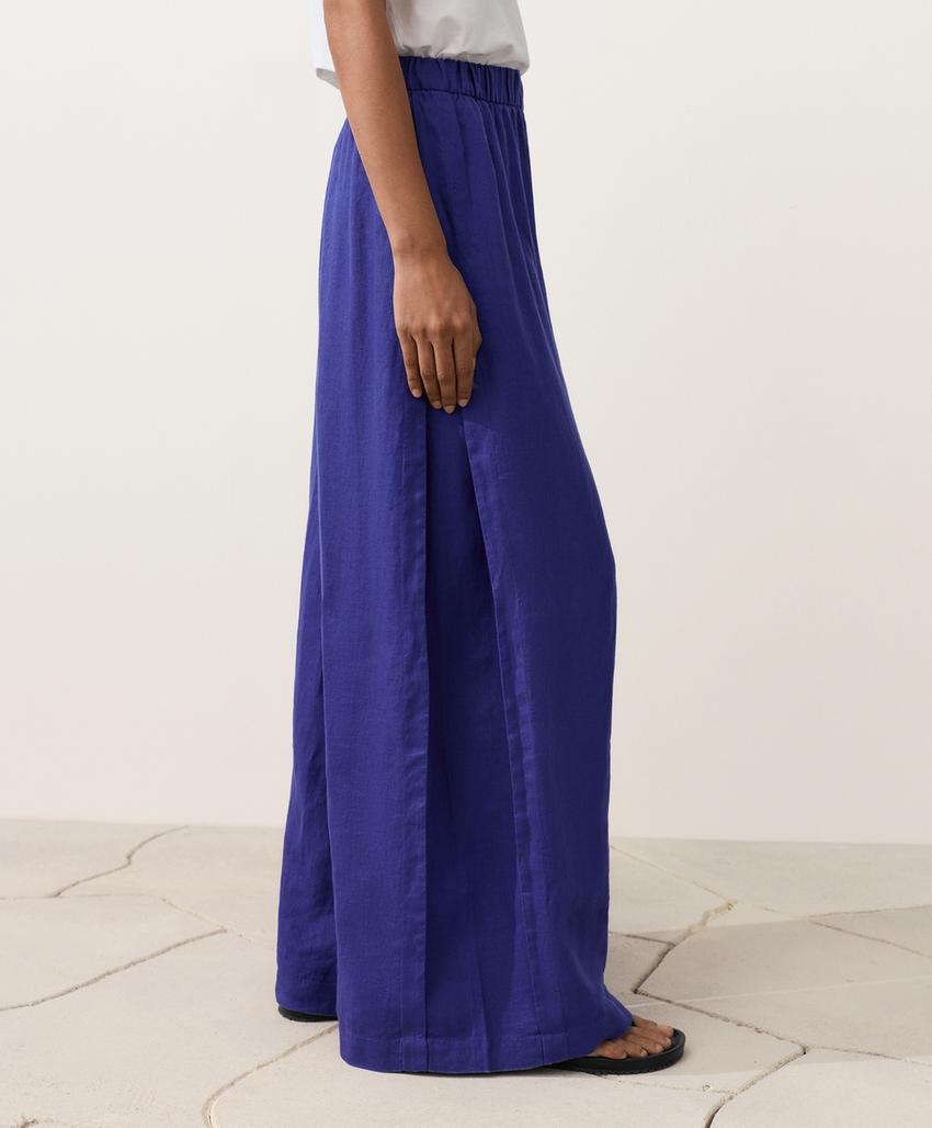 Брюки wide leg со складками из 100%-го льна