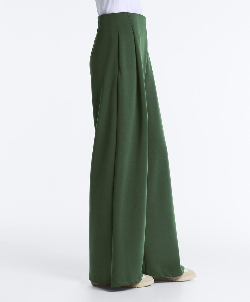 Широкие брюки high rise из твила со складками