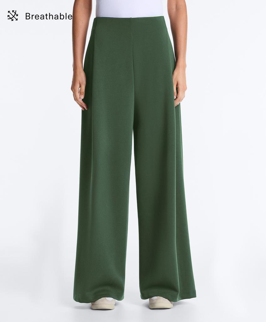 Широкие брюки high rise из твила со складками