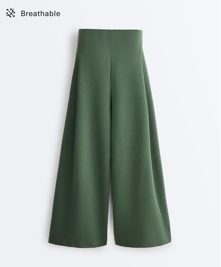 Широкие брюки high rise из твила со складками