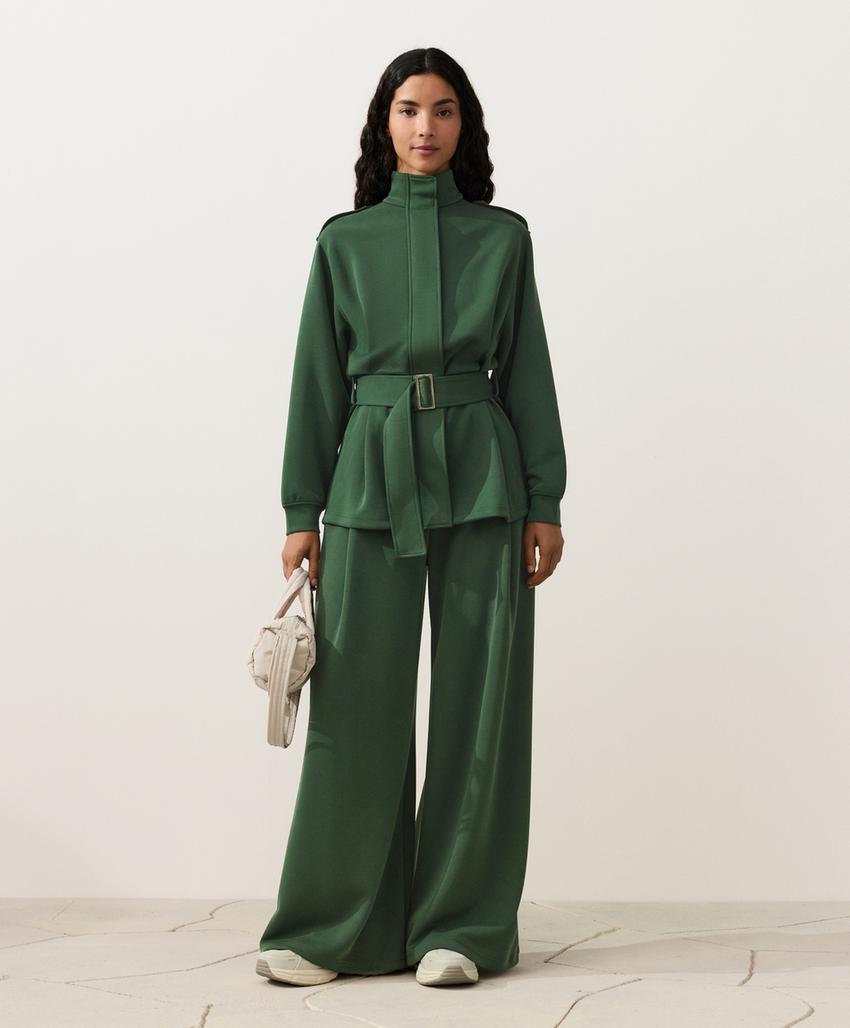 Широкие брюки high rise из твила со складками