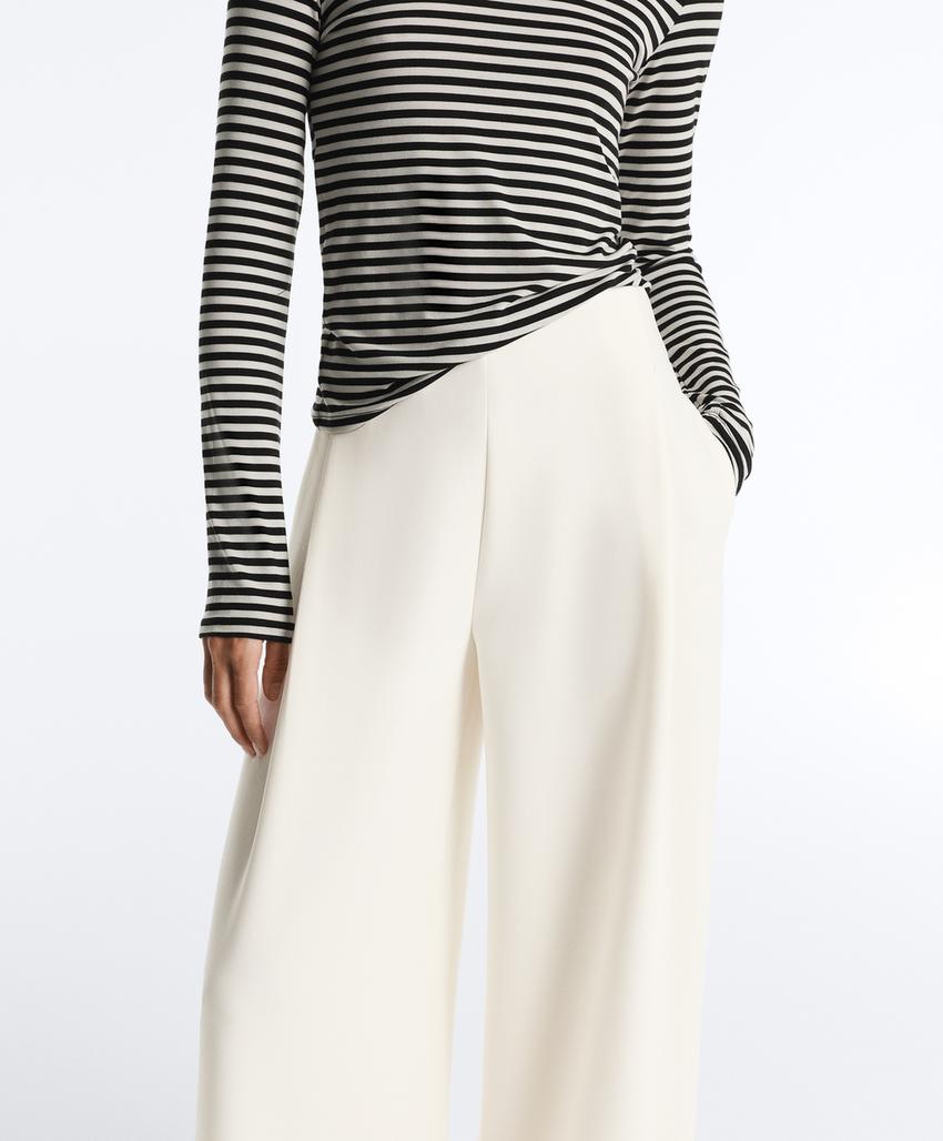 Широкие брюки high rise из твила со складками