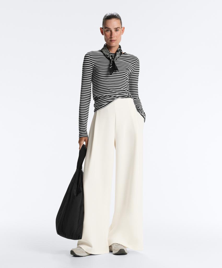 Широкие брюки high rise из твила со складками