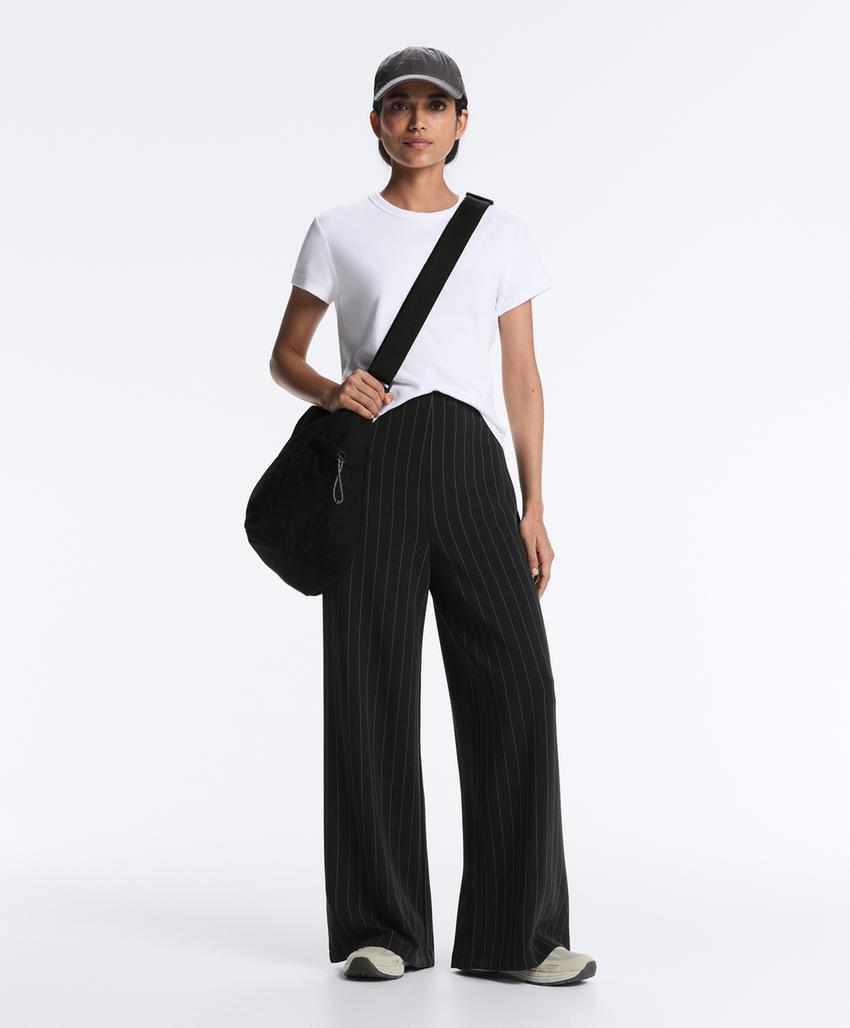 Широкие брюки в тонкую полоску из мягкого модала