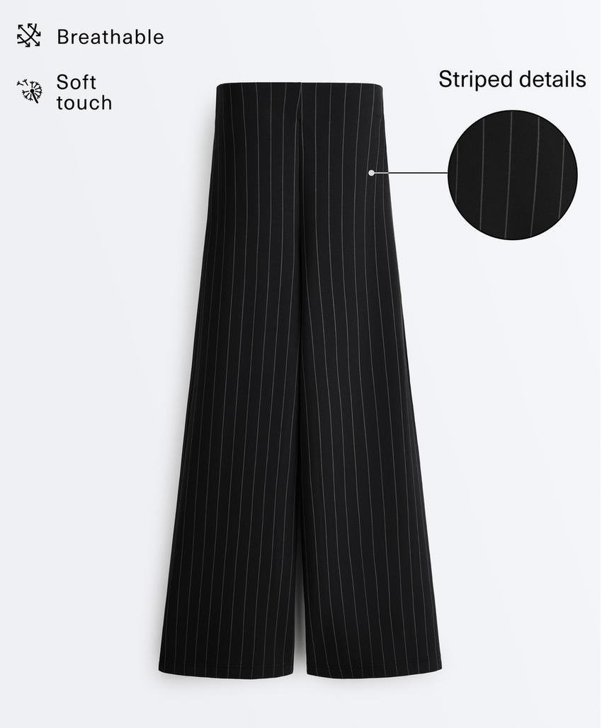 Широкие брюки в тонкую полоску из мягкого модала