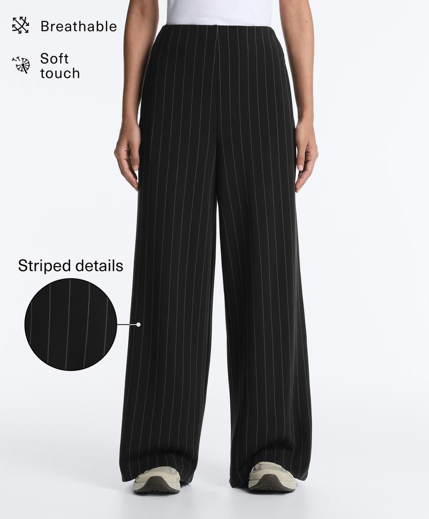 Широкие брюки в тонкую полоску из мягкого модала