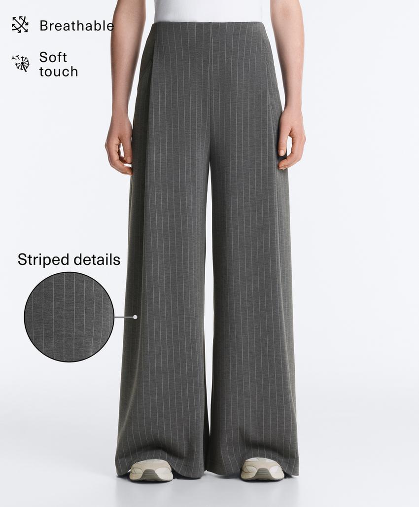 Широкие брюки из модала в тонкую полоску