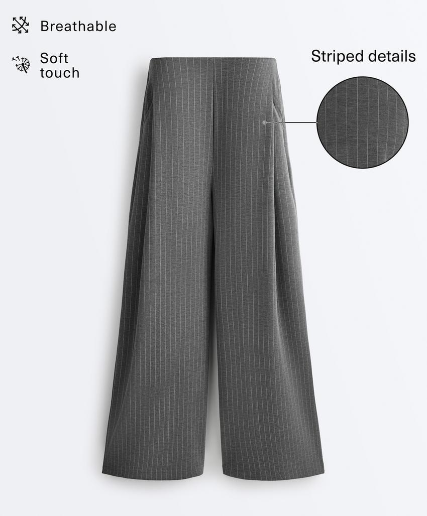 Широкие брюки из модала в тонкую полоску