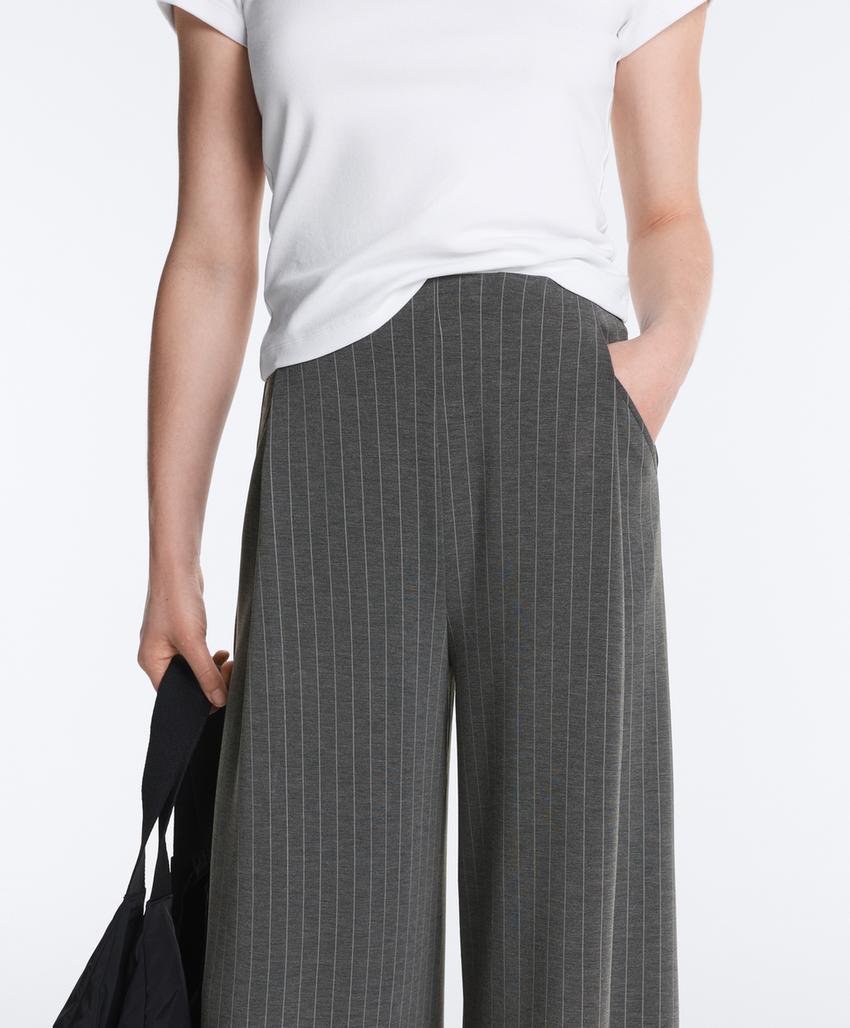 Широкие брюки из модала в тонкую полоску