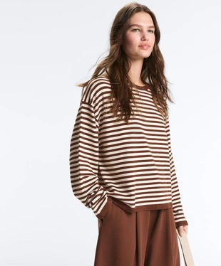 Свитер в полоску с длинным рукавом- Заказать в России