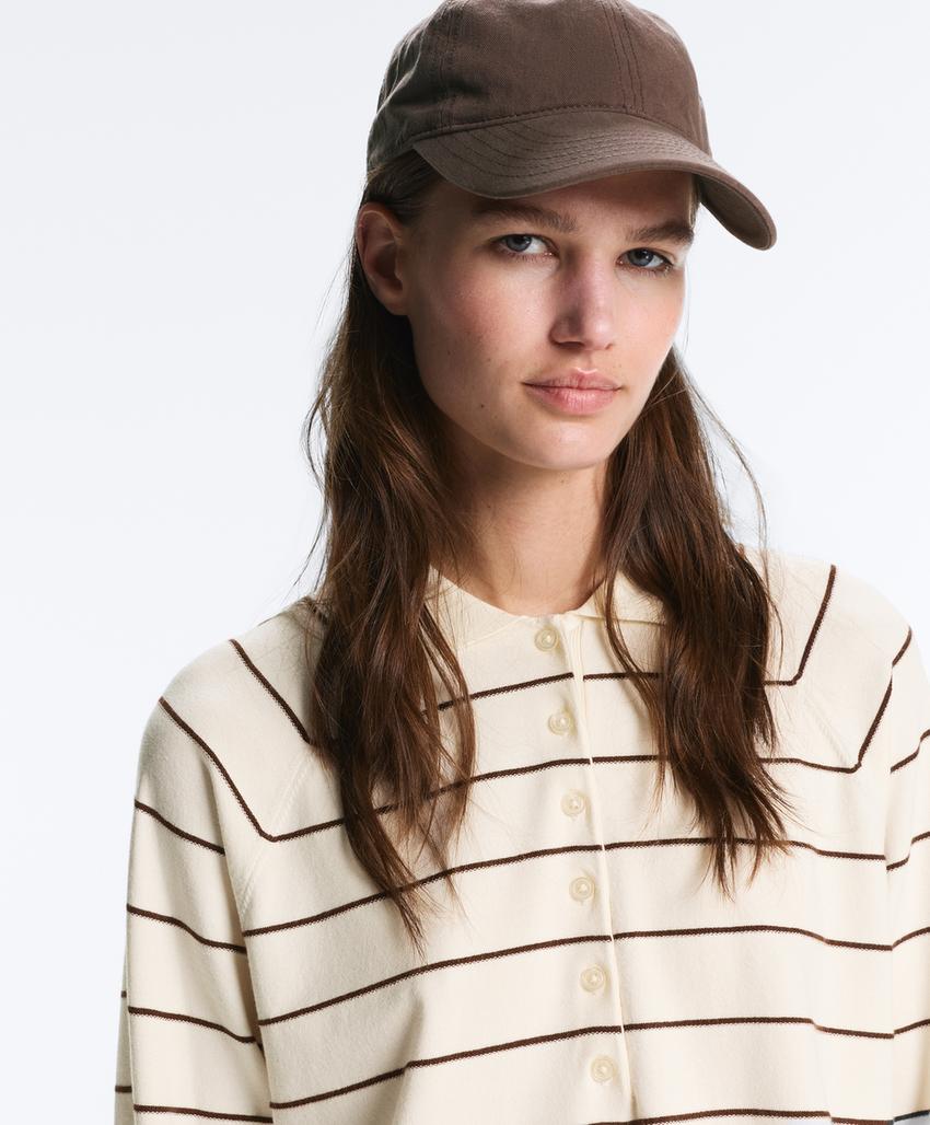 Рубашка-поло с длинными рукавами в полоску