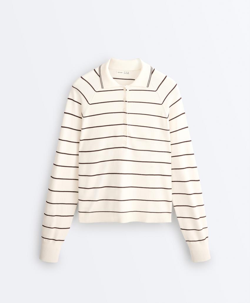 Рубашка-поло с длинными рукавами в полоску