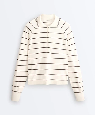 Рубашка-поло с длинными рукавами в полоску- Заказать в России