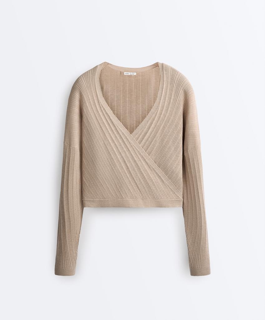 Вязаный свитер с перекрестным кроем