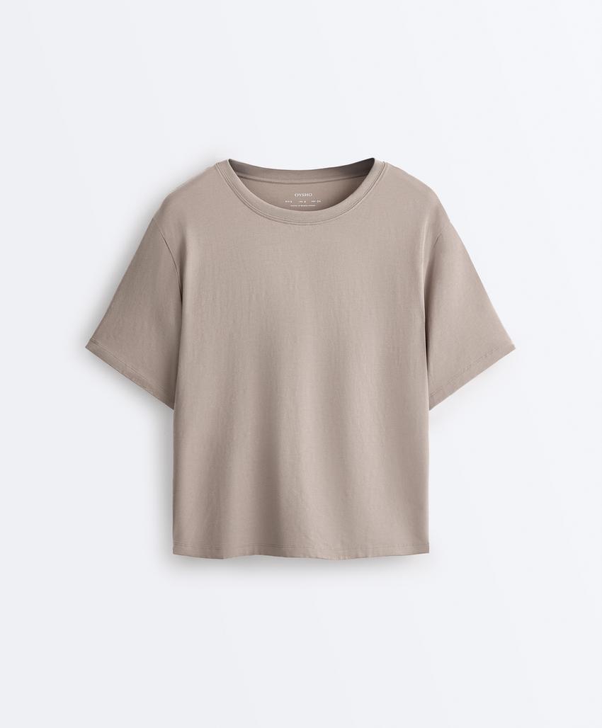 Boxy футболка с короткими рукавами из смесового хлопка