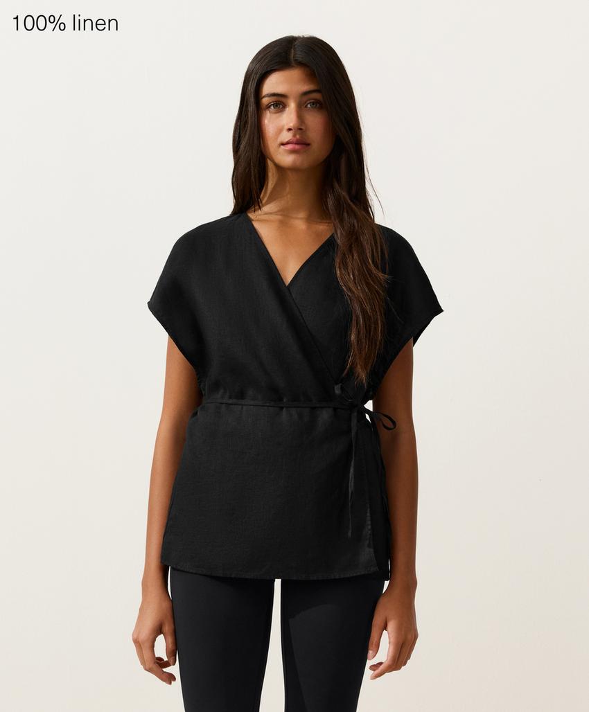 Рубашка на запах с завязками из 100%-го льна