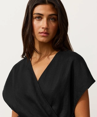 Рубашка на запах с завязками из 100%-го льна- Заказать в России