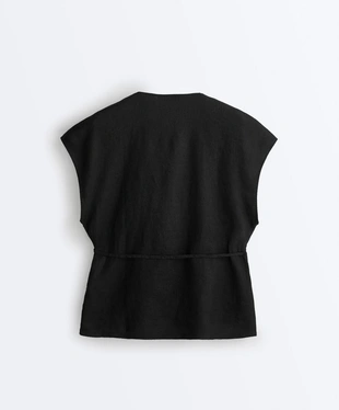 Рубашка на запах с завязками из 100%-го льна- Заказать в России