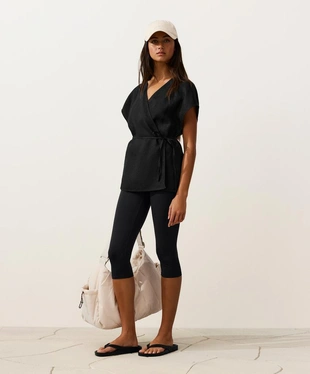 Рубашка на запах с завязками из 100%-го льна- Заказать в России