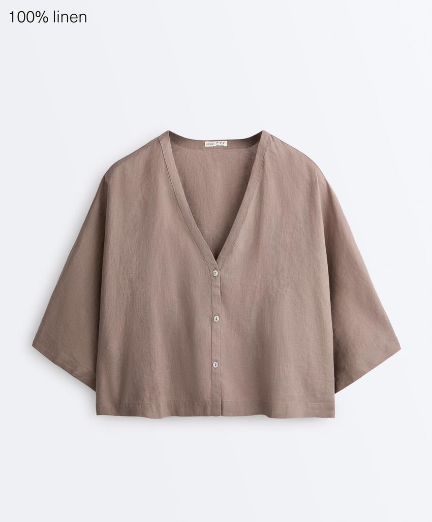 Рубашка с короткими рукавами из 100%-го льна