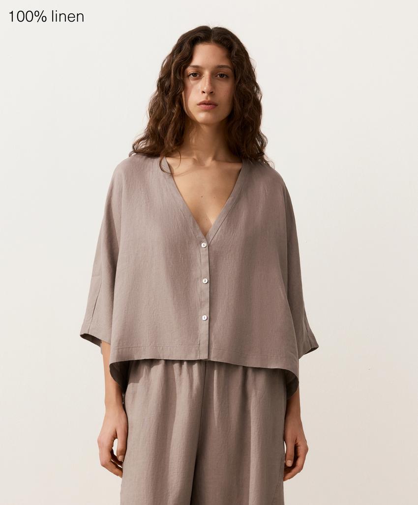 Рубашка с короткими рукавами из 100%-го льна