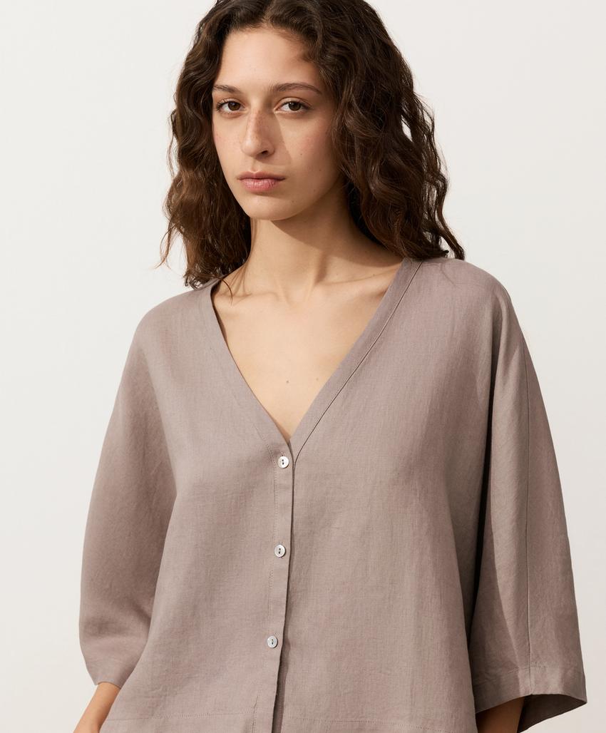 Рубашка с короткими рукавами из 100%-го льна