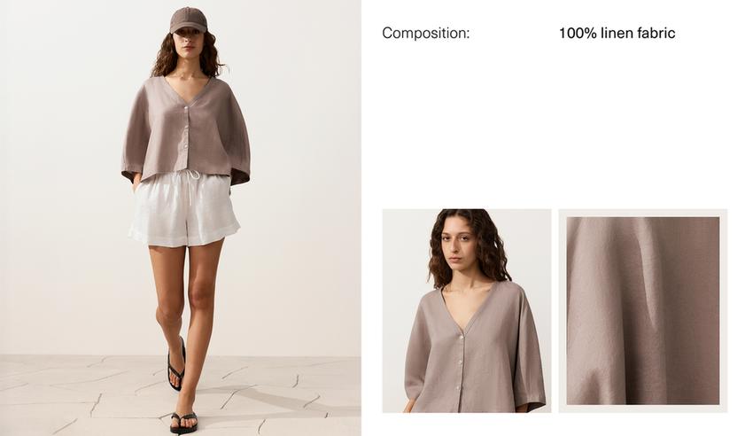 Рубашка с короткими рукавами из 100%-го льна